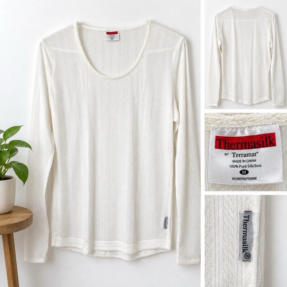 Thermasilk by Terramar size 100% silk base layer top long sleeve lightweight